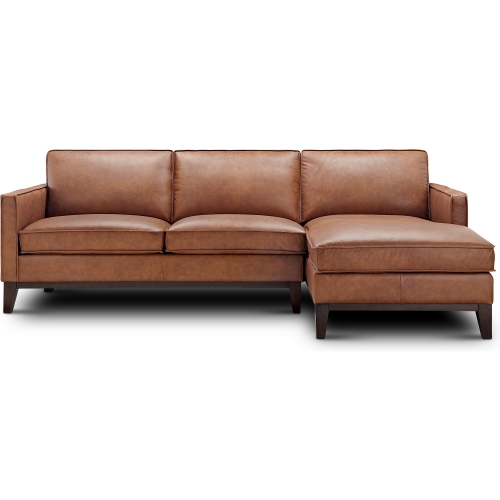 Chelsea Sectional Sofa w/ Right Facing Chaise in Honey Brown Top Grain Leather